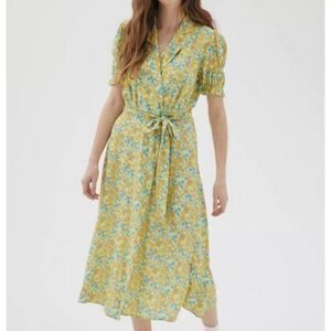 Urban Outfitters Spring Day Midi Wrap Dress In Green